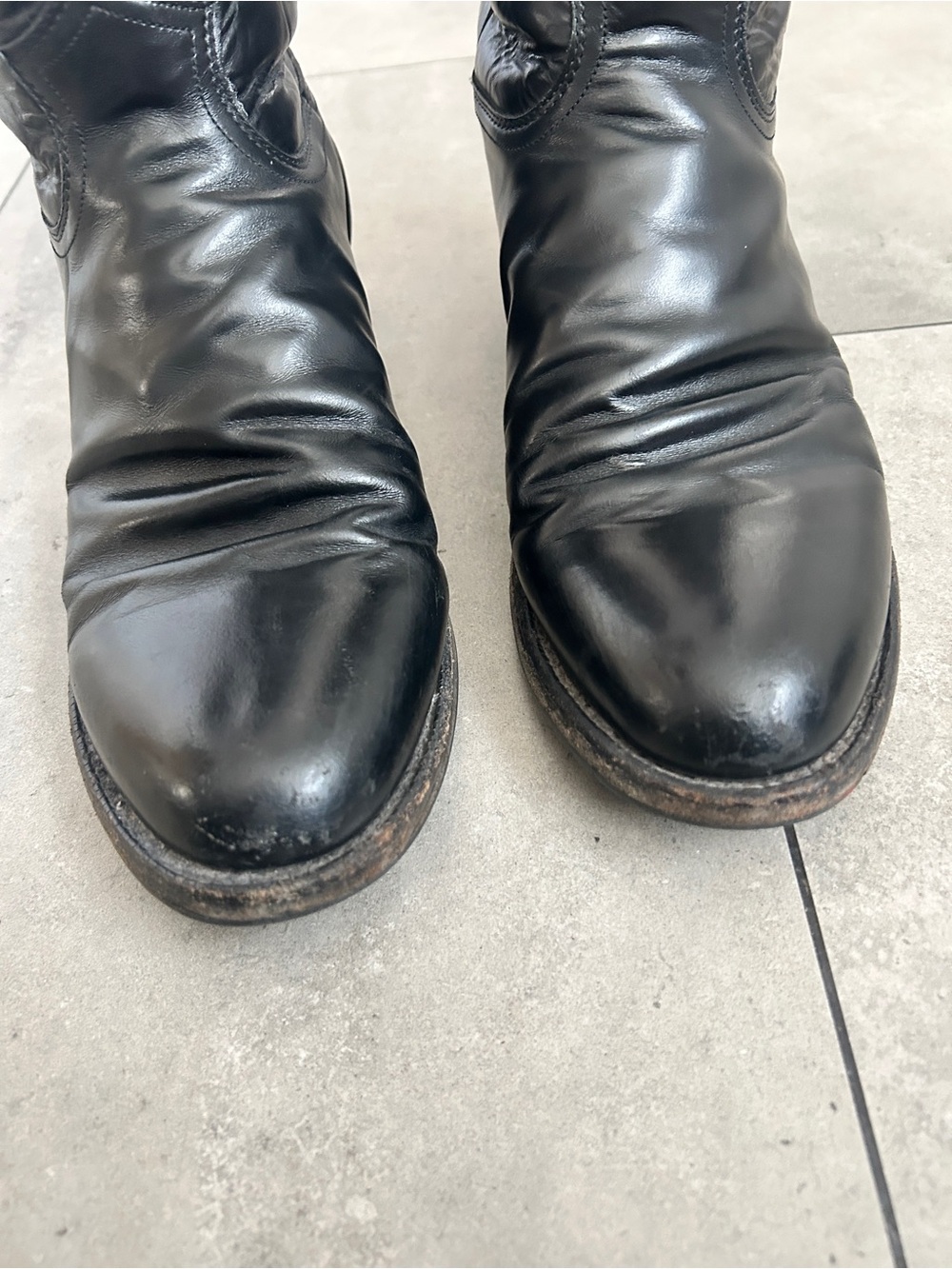JUSTIN Roper black boots western leather cowboy 9.5 D - Picture 3 of 10